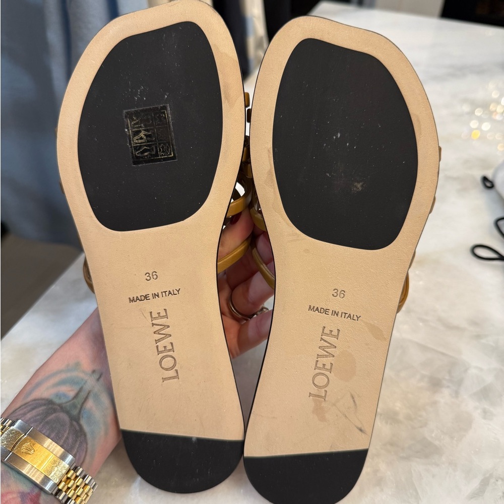 Loewe Tan Leather Slide Sandals - Picture 3 of 4